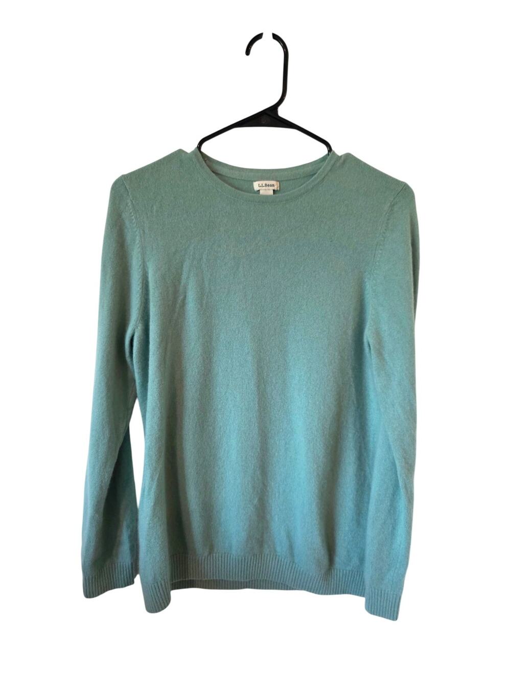 LL Bean Womens Crew Neck Cashmere Sweater Size Large Green